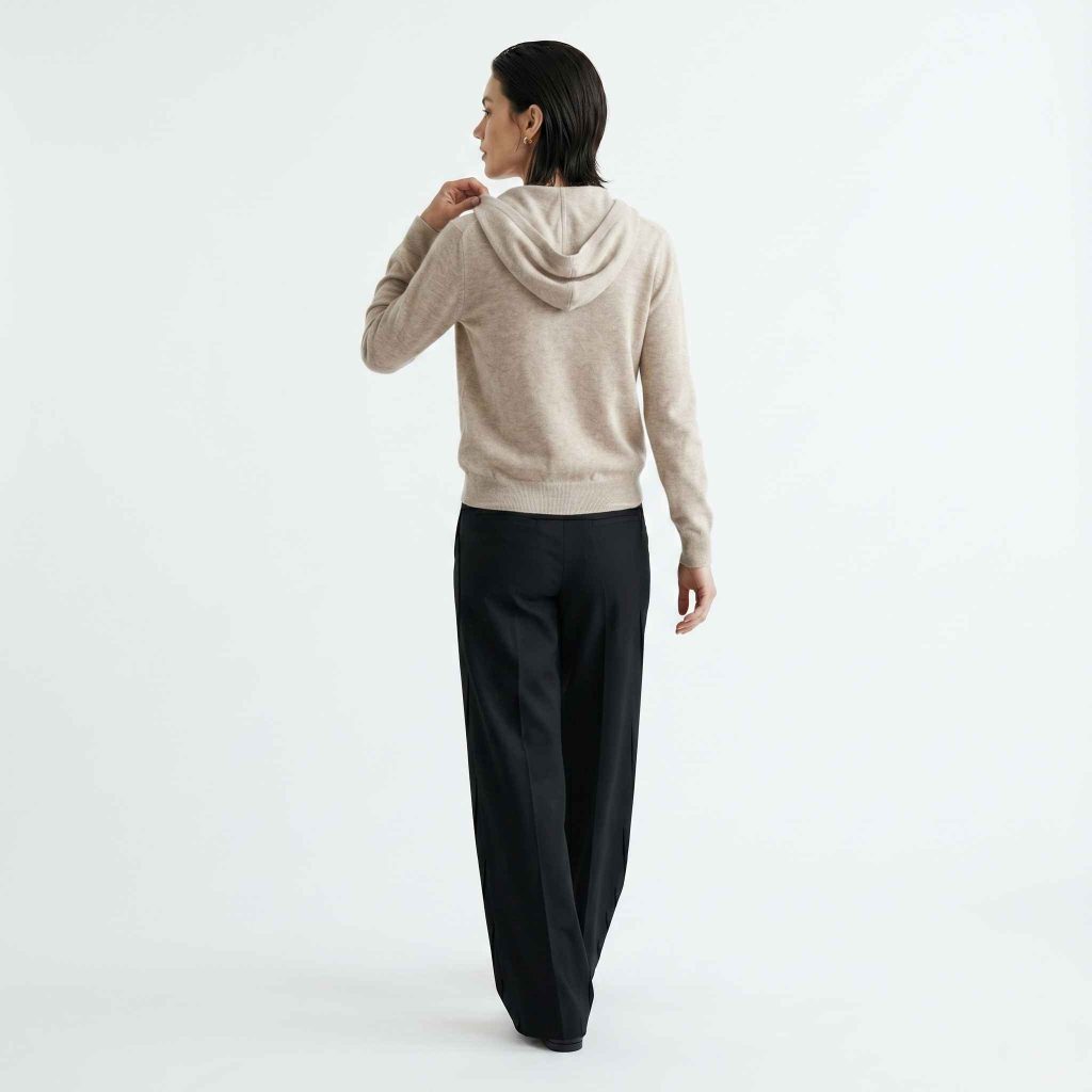 Women's Undyed Cashmere Zip Hoodie - Natural Melange