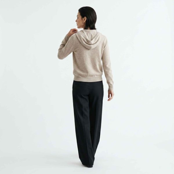 Women's Undyed Cashmere Zip Hoodie - Natural Melange - Image 16