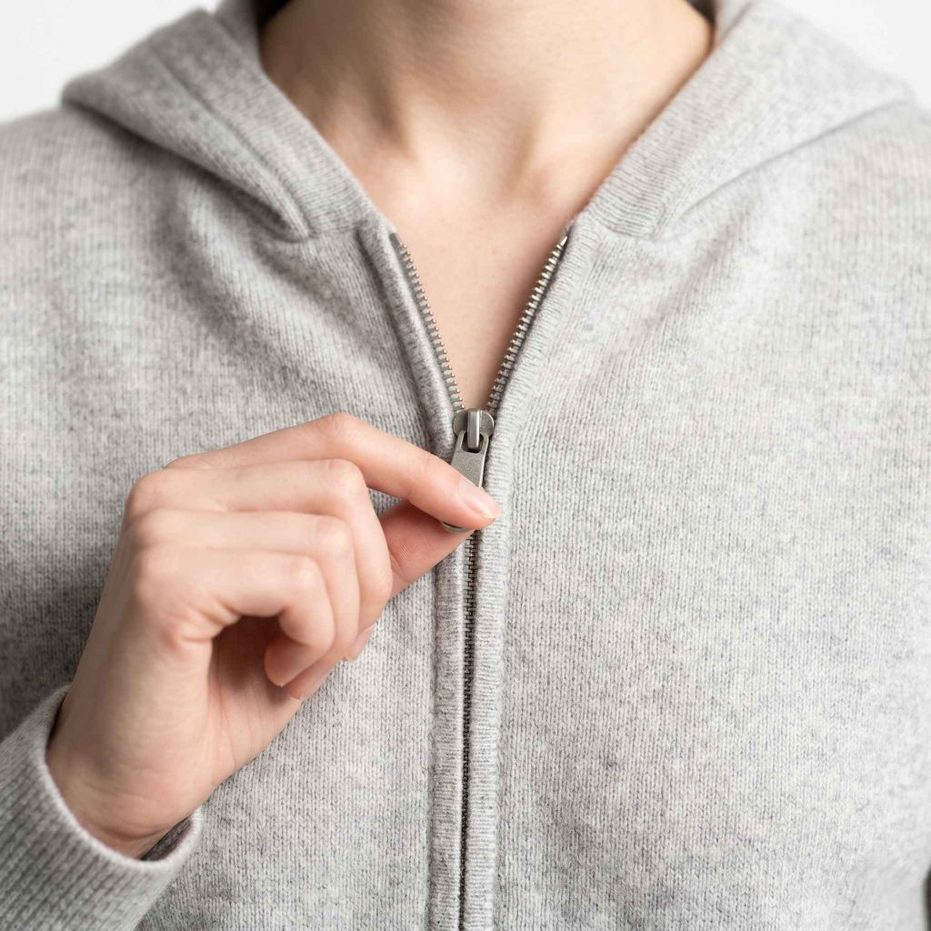 Women's Undyed Cashmere Zip Hoodie - Natural Melange