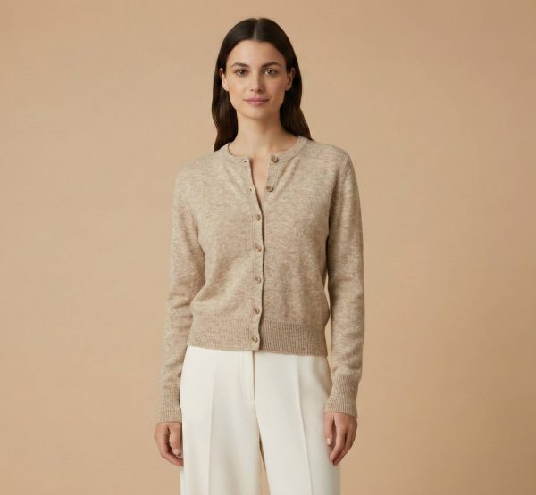 Women's Undyed Cashmere Cardigan - Pokhara Dense Knit - Image 11