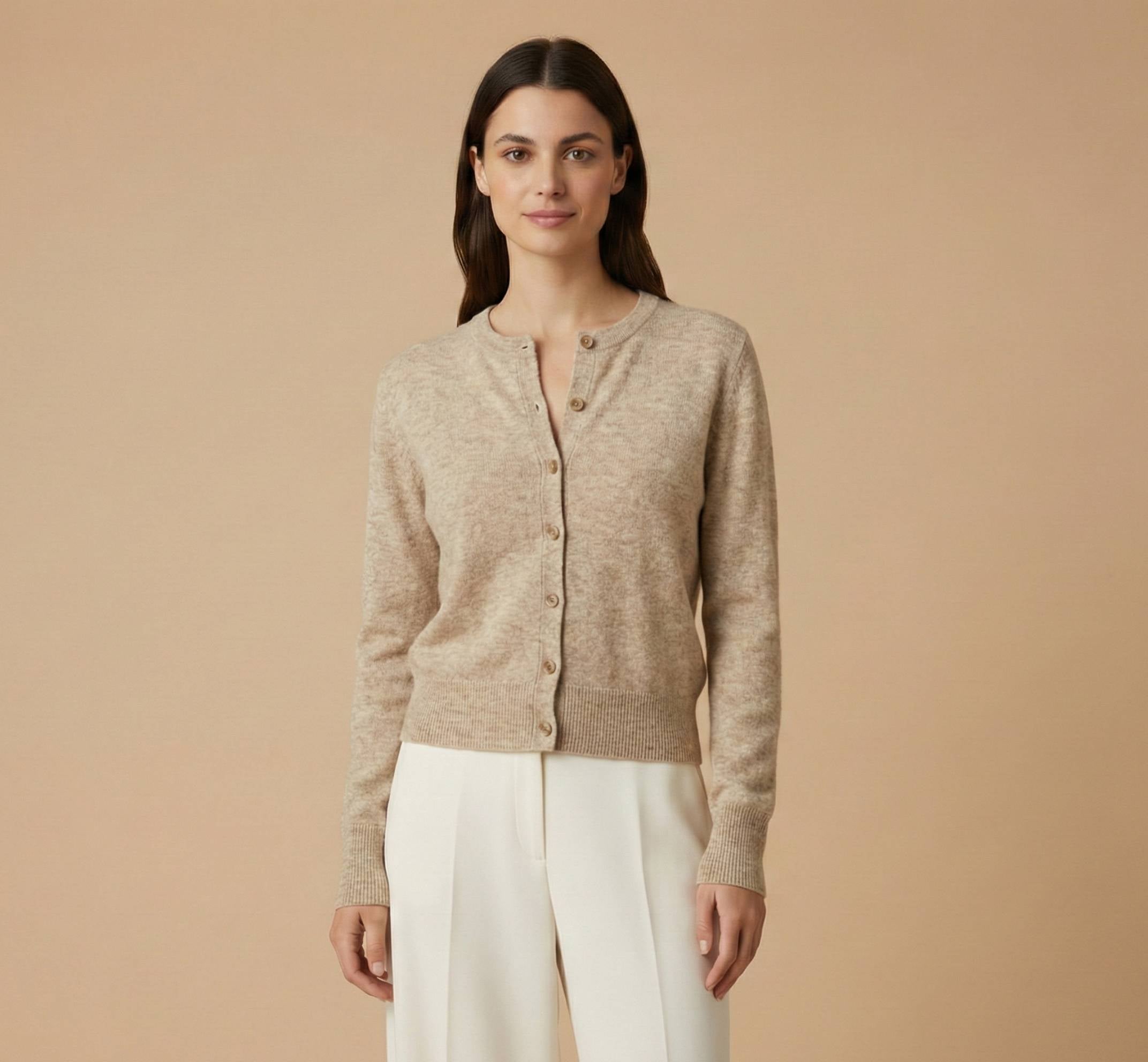 Women's Undyed Cashmere Cardigan - Pokhara Dense Knit - Image 11