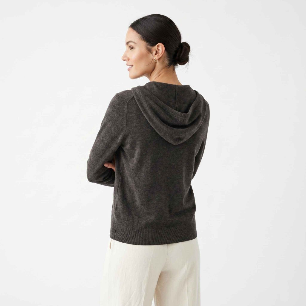 Women's Undyed Cashmere Zip Hoodie - Natural Melange