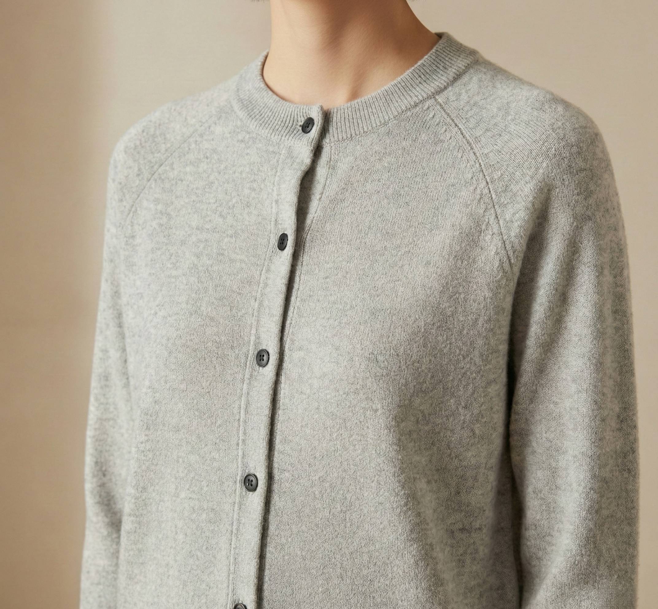 Women's Undyed Cashmere Cardigan - Pokhara Dense Knit - Image 7
