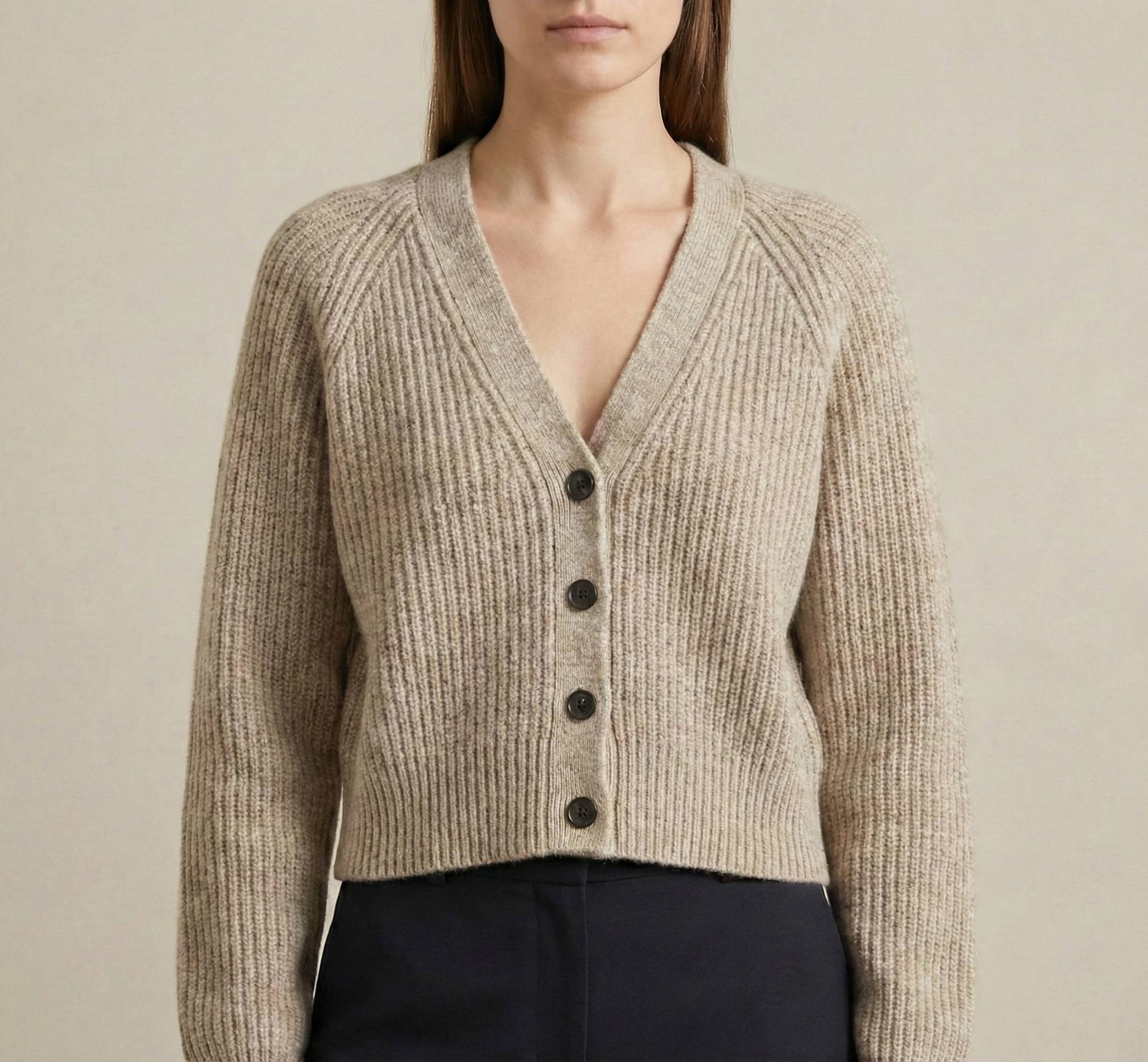 Women's Undyed Cashmere V-Neck Cardigan - Lhotse - Image 13