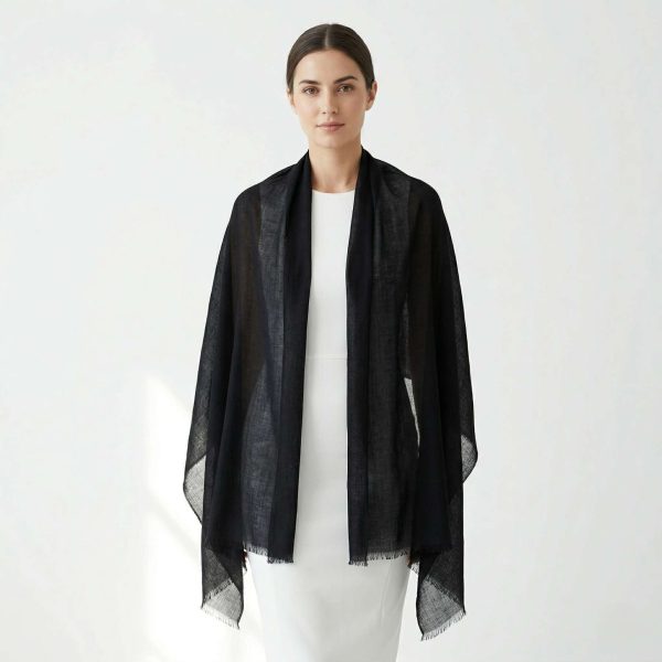 Cashmere Pashmina Shawl - Dolpo Ebony Black - Image 5