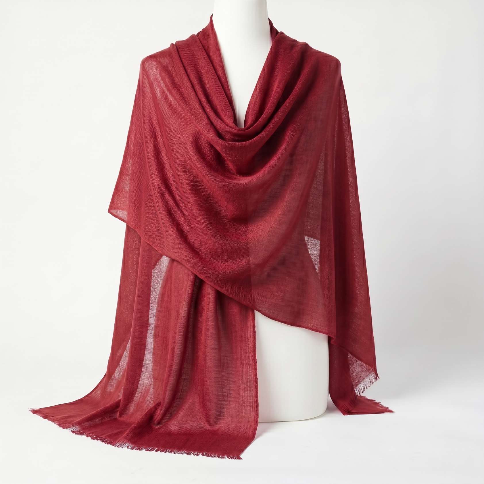 Cashmere Pashmina Shawl - Heritage Red & Mulberry - Image 1