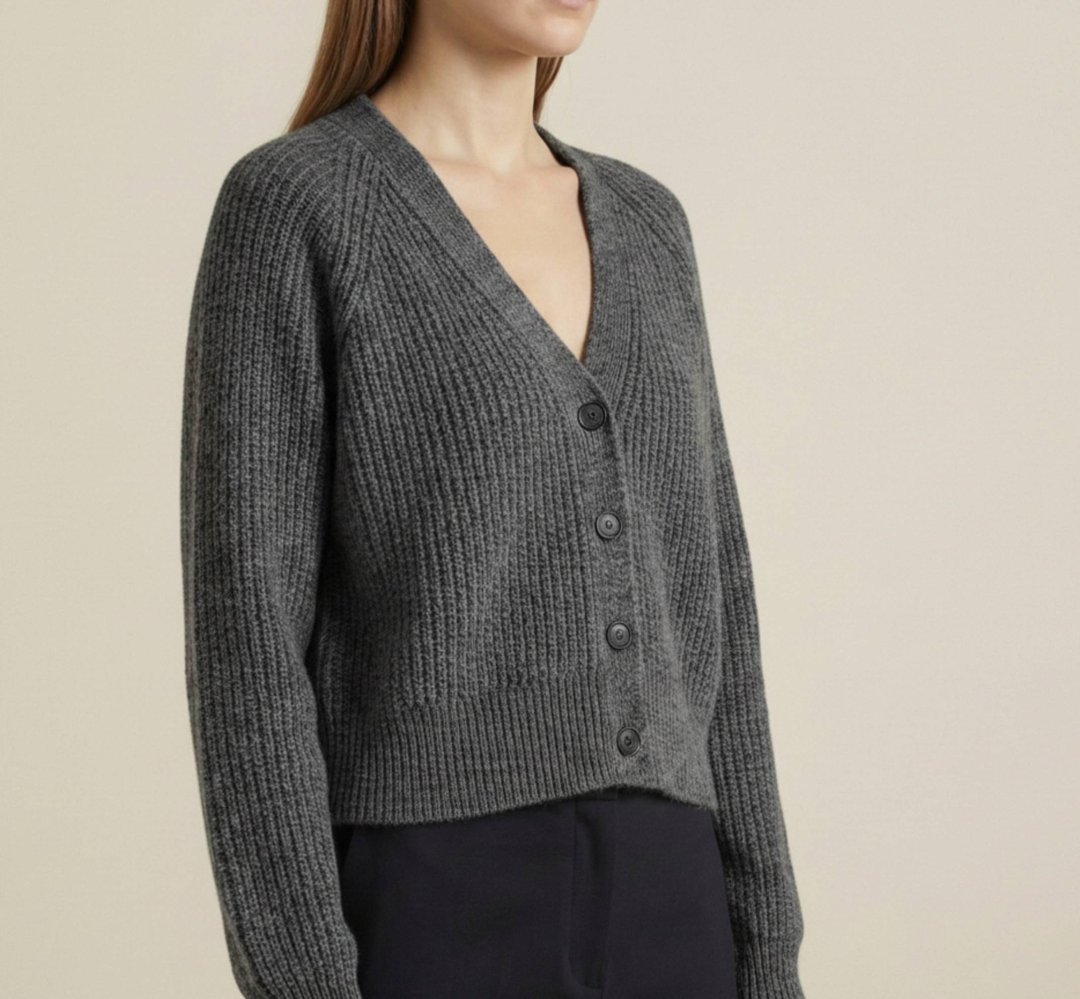 Women's Undyed Cashmere V-Neck Cardigan - Lhotse - Image 6