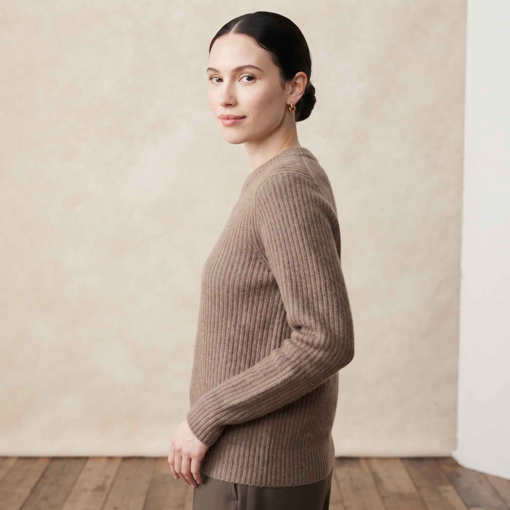 Women's Undyed Cashmere Sweater - Ella Ribbed