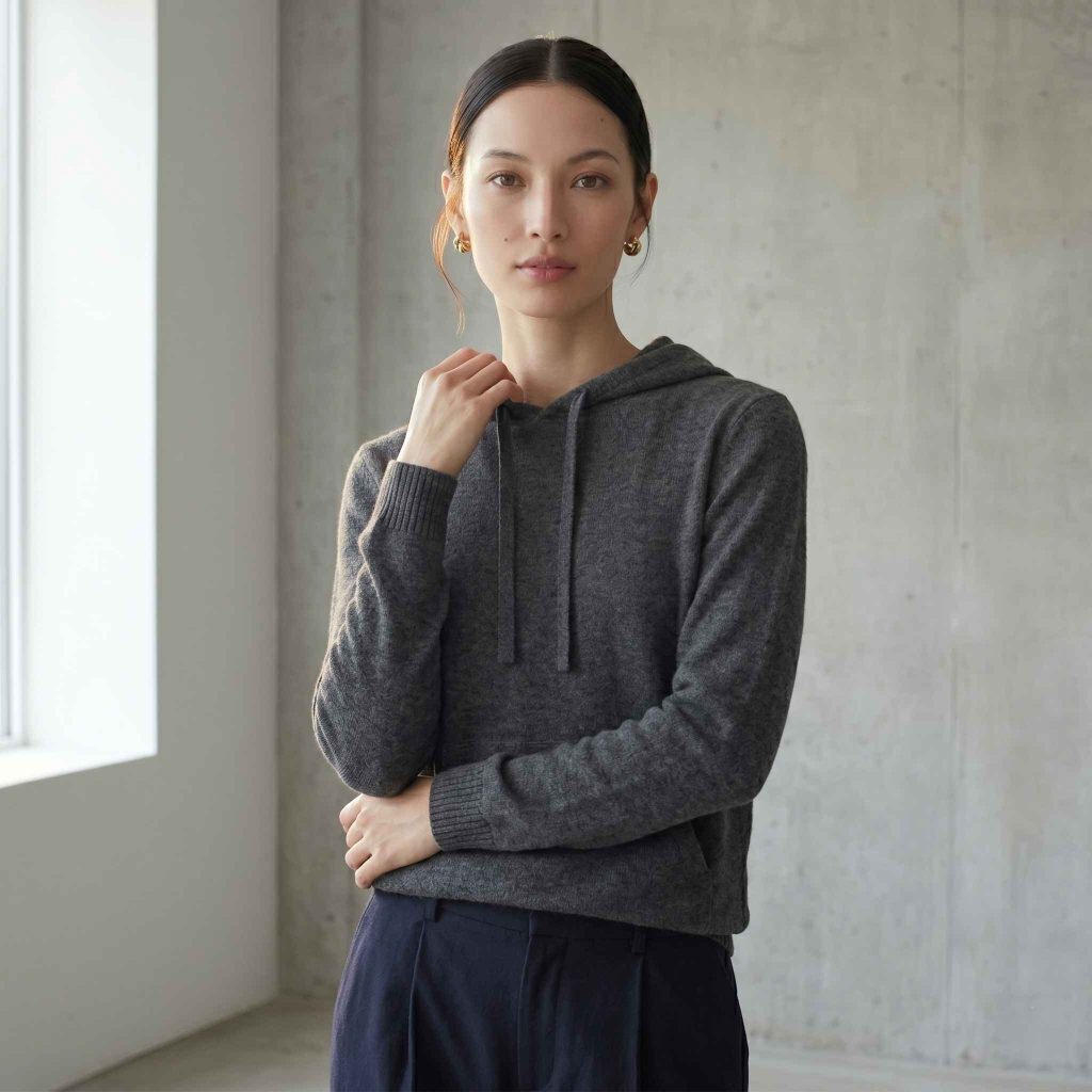 Women's Undyed Cashmere Hoodie - Natural Chyangra