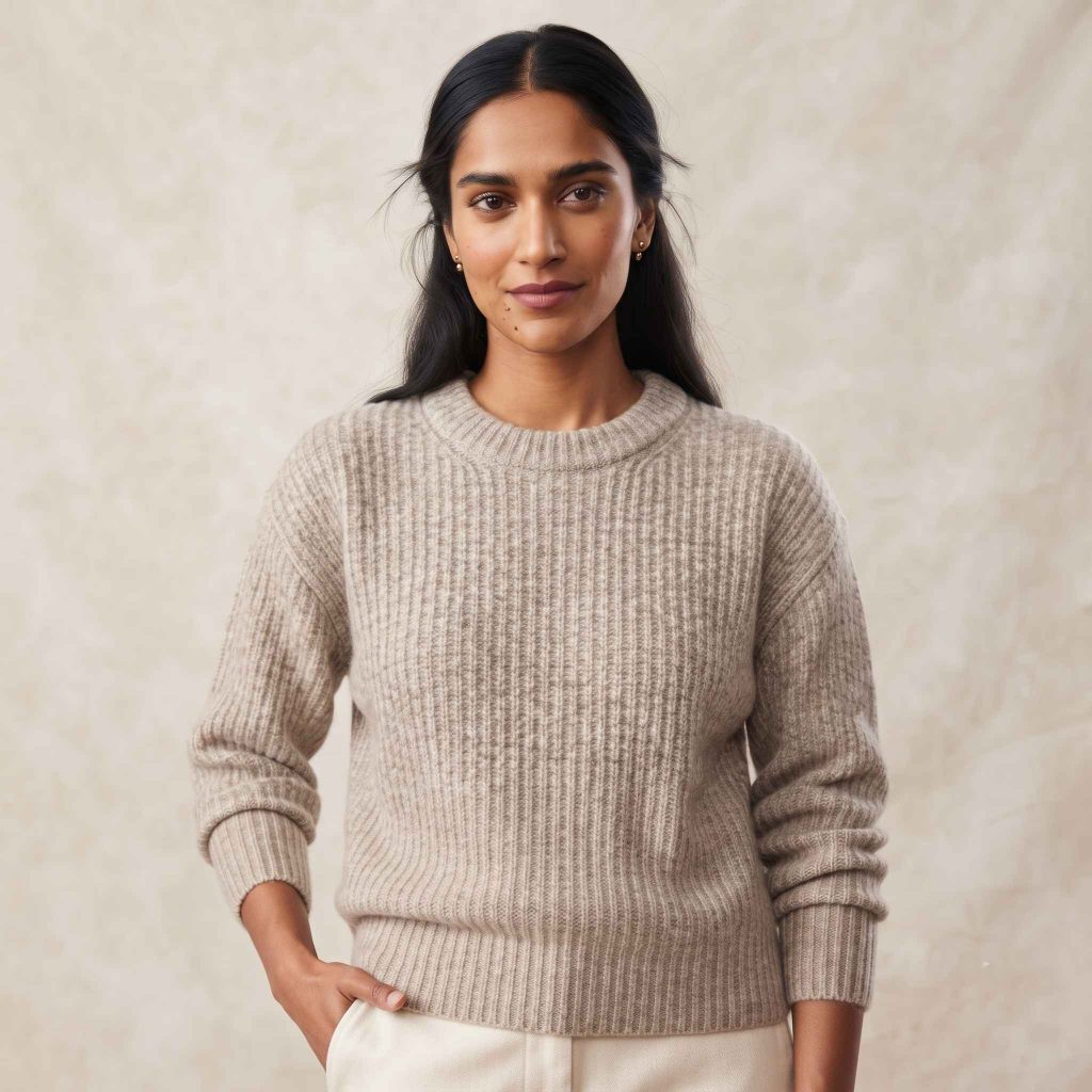 Women's Undyed Cashmere Sweater - Ella Ribbed