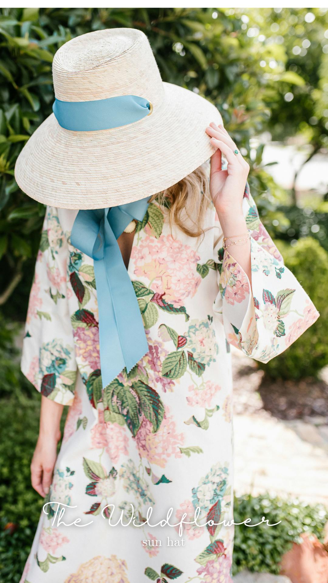 Mommy & Me Sun Hat Set - Wildflower & Palmetto - French Blue Grosgrain Ribbon - Image 18