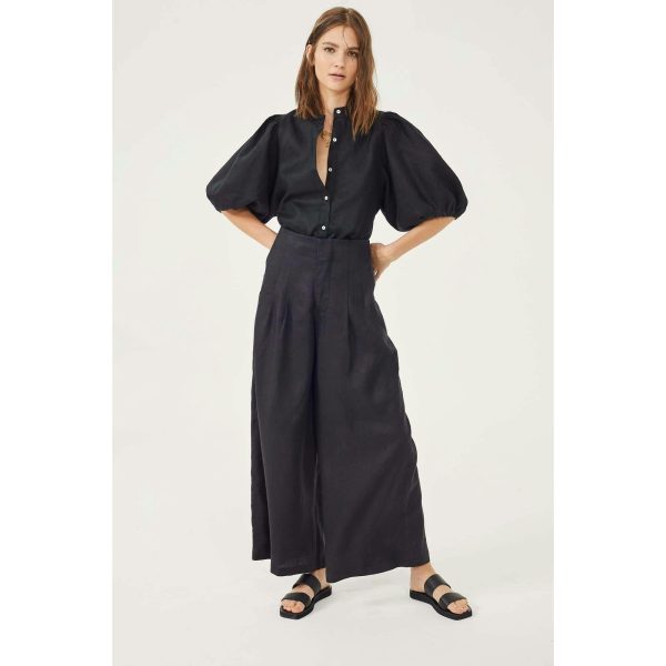 Culotte Linen Pants - Black - Image 1