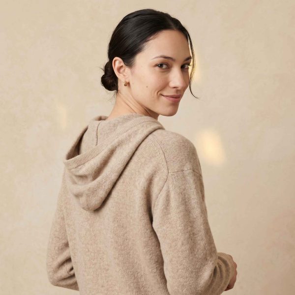 Women's Undyed Cashmere Hoodie - Natural Chyangra - Image 22