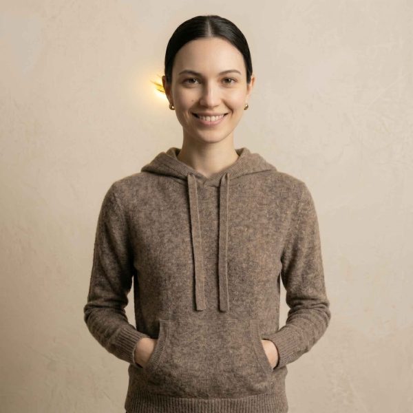 Women's Undyed Cashmere Hoodie - Natural Chyangra - Image 25