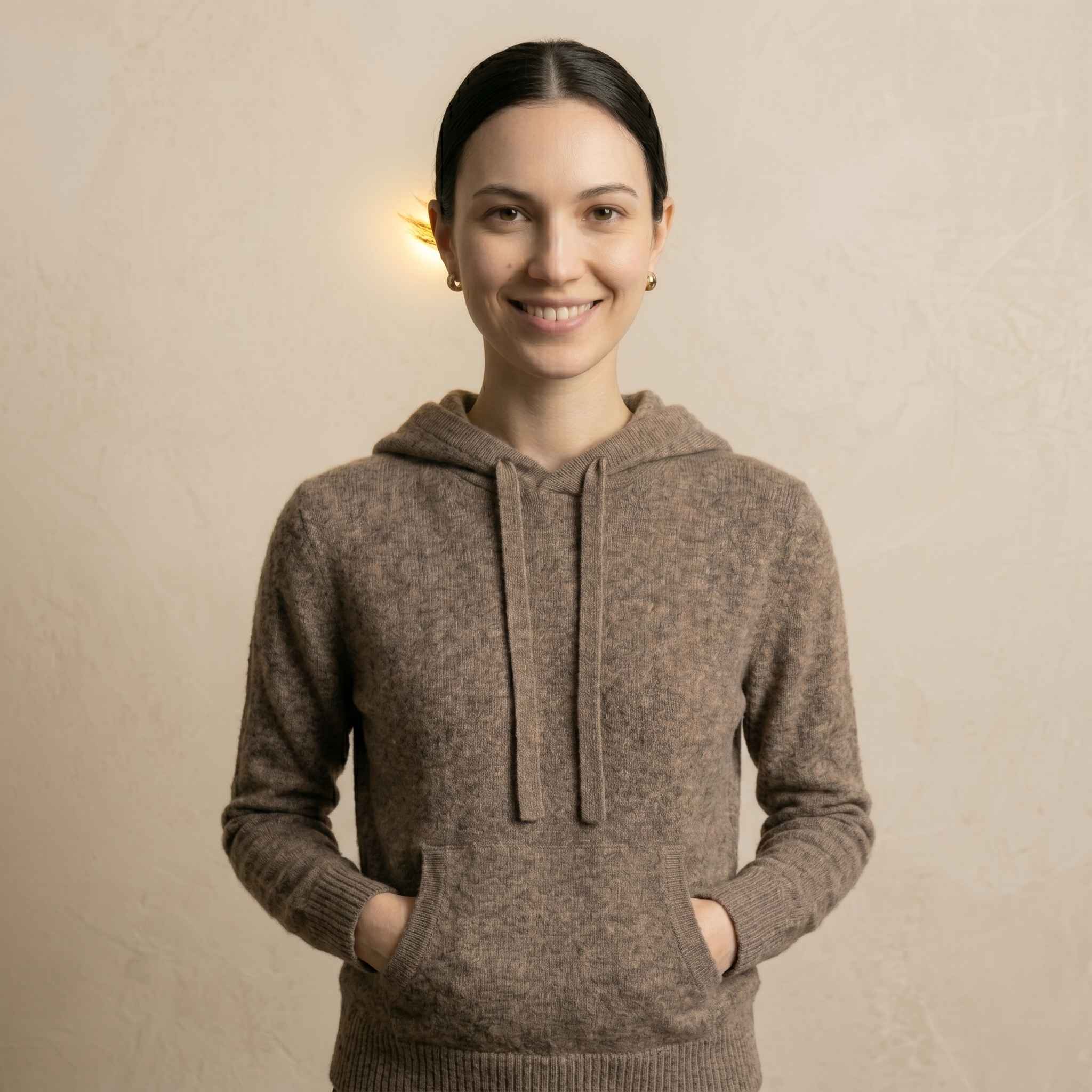 Women's Undyed Cashmere Hoodie - Natural Chyangra - Image 25