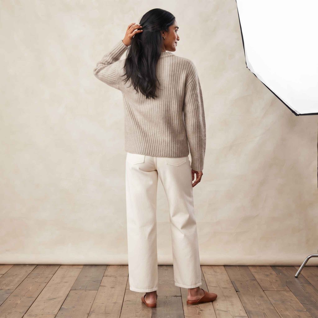 Women's Undyed Cashmere Sweater - Ella Ribbed