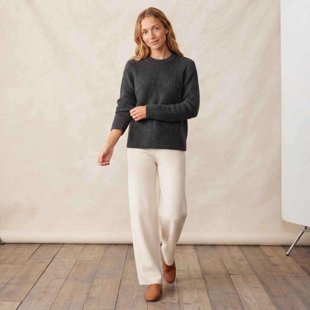 Women's Undyed Cashmere Sweater - Ella Ribbed