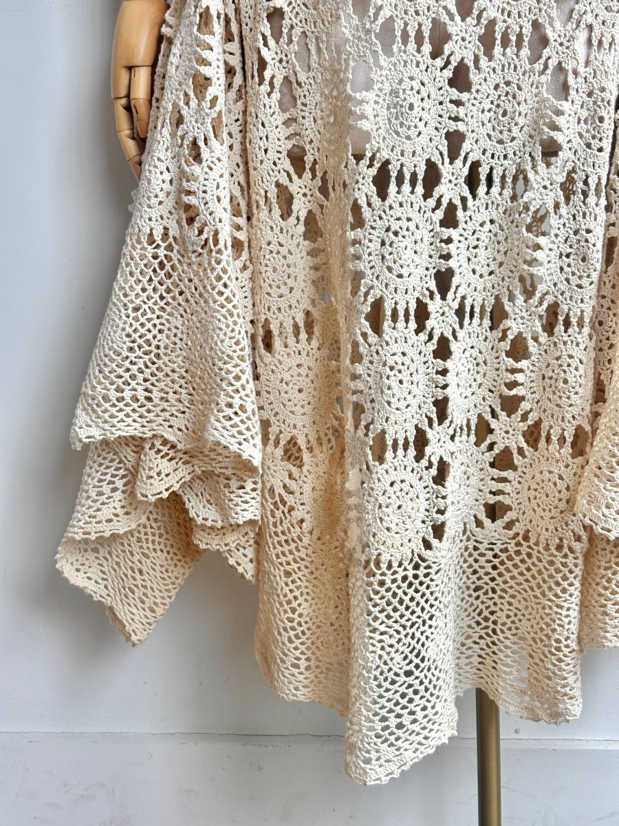 Zero-Waste Dress in Antique White Crochet Lace - Image 4