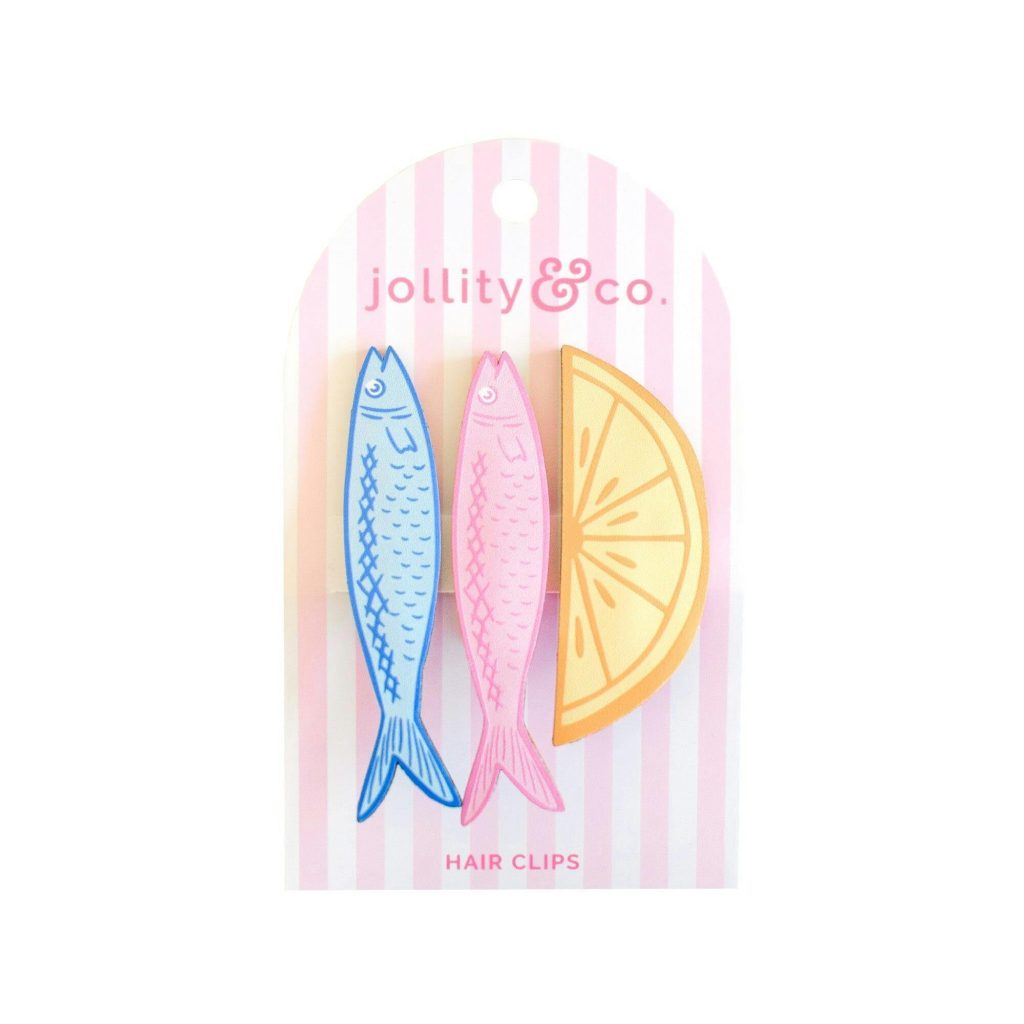 Lemon and Sardines Vegan Leather Hair Clip Set