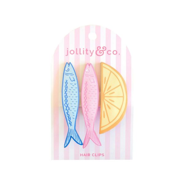Lemon and Sardines Vegan Leather Hair Clip Set - Image 2