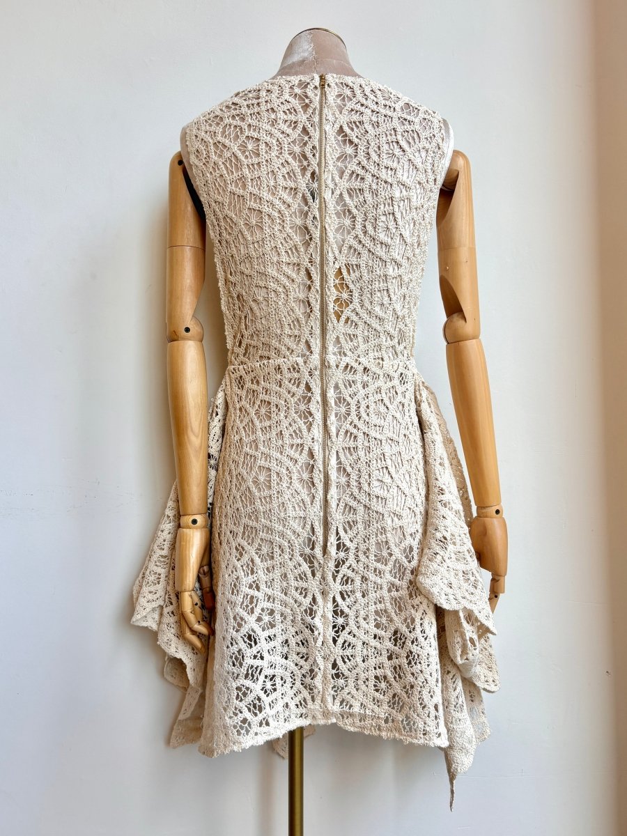 Zero-Waste Short Dress in Antique Ivory Lace - Image 3