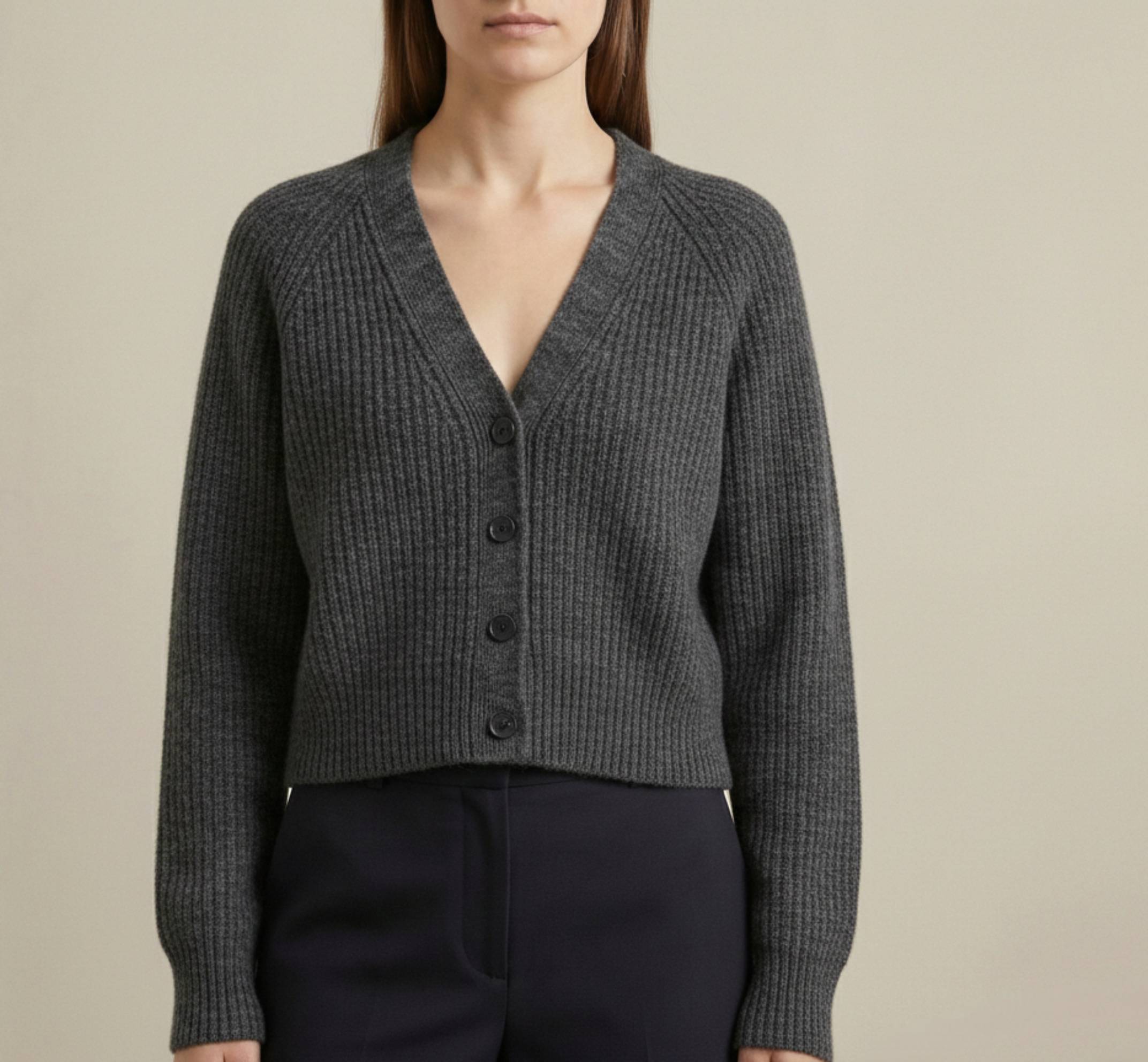 Women's Undyed Cashmere V-Neck Cardigan - Lhotse - Image 1