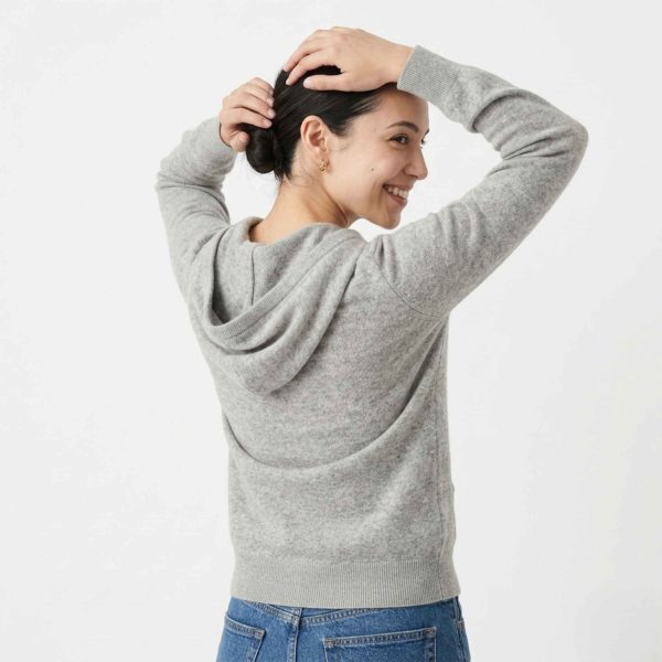 Women's Undyed Cashmere Zip Hoodie - Natural Melange - Image 10