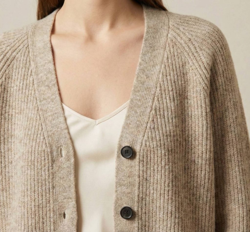 Women's Undyed Cashmere V-Neck Cardigan - Lhotse