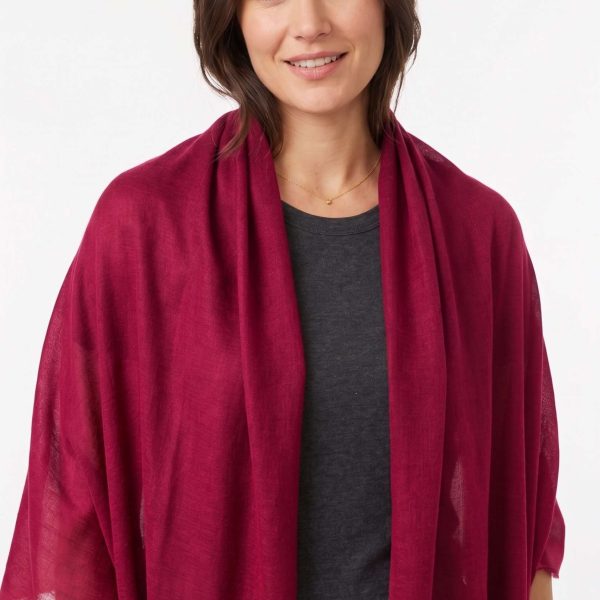 Cashmere Pashmina Shawl - Heritage Red & Mulberry - Image 5