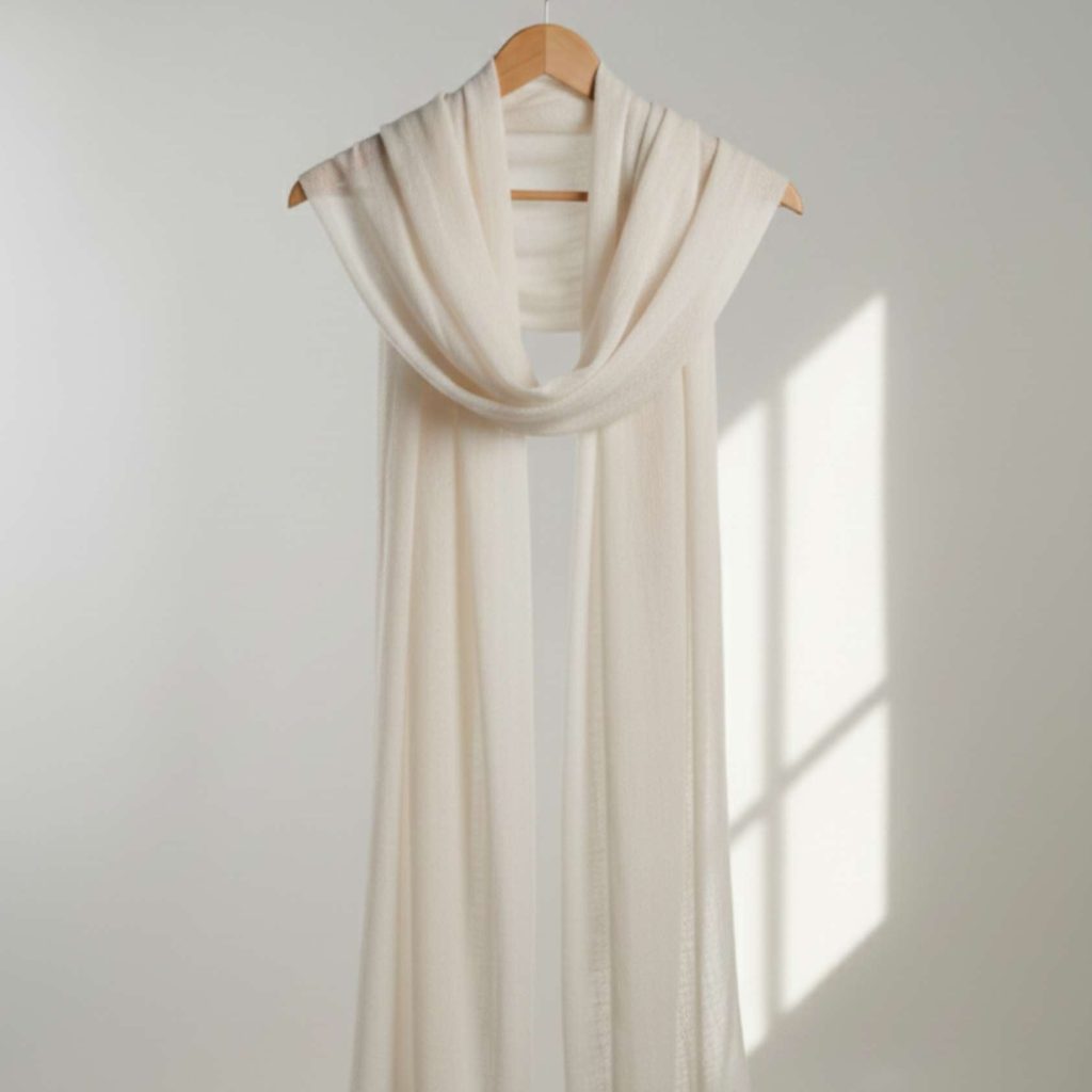 Cashmere Pashmina Shawl - Mustang Everest White