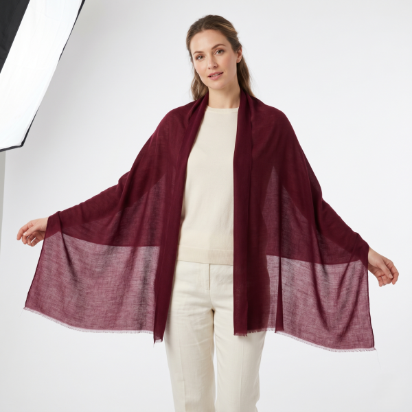 Cashmere Pashmina Shawl - Heritage Red & Mulberry - Image 7