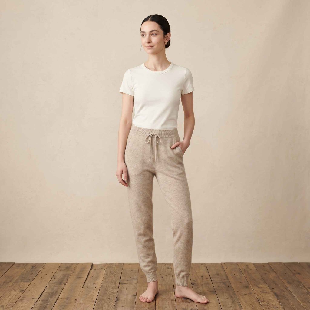 Women's Undyed Cashmere Joggers - Zenith Natural