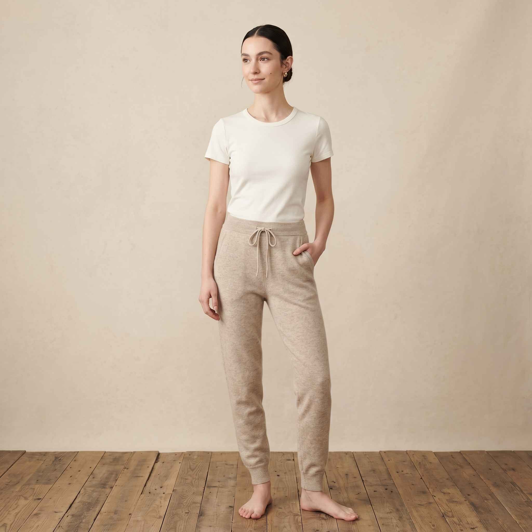 Women's Undyed Cashmere Joggers - Zenith Natural - Image 14