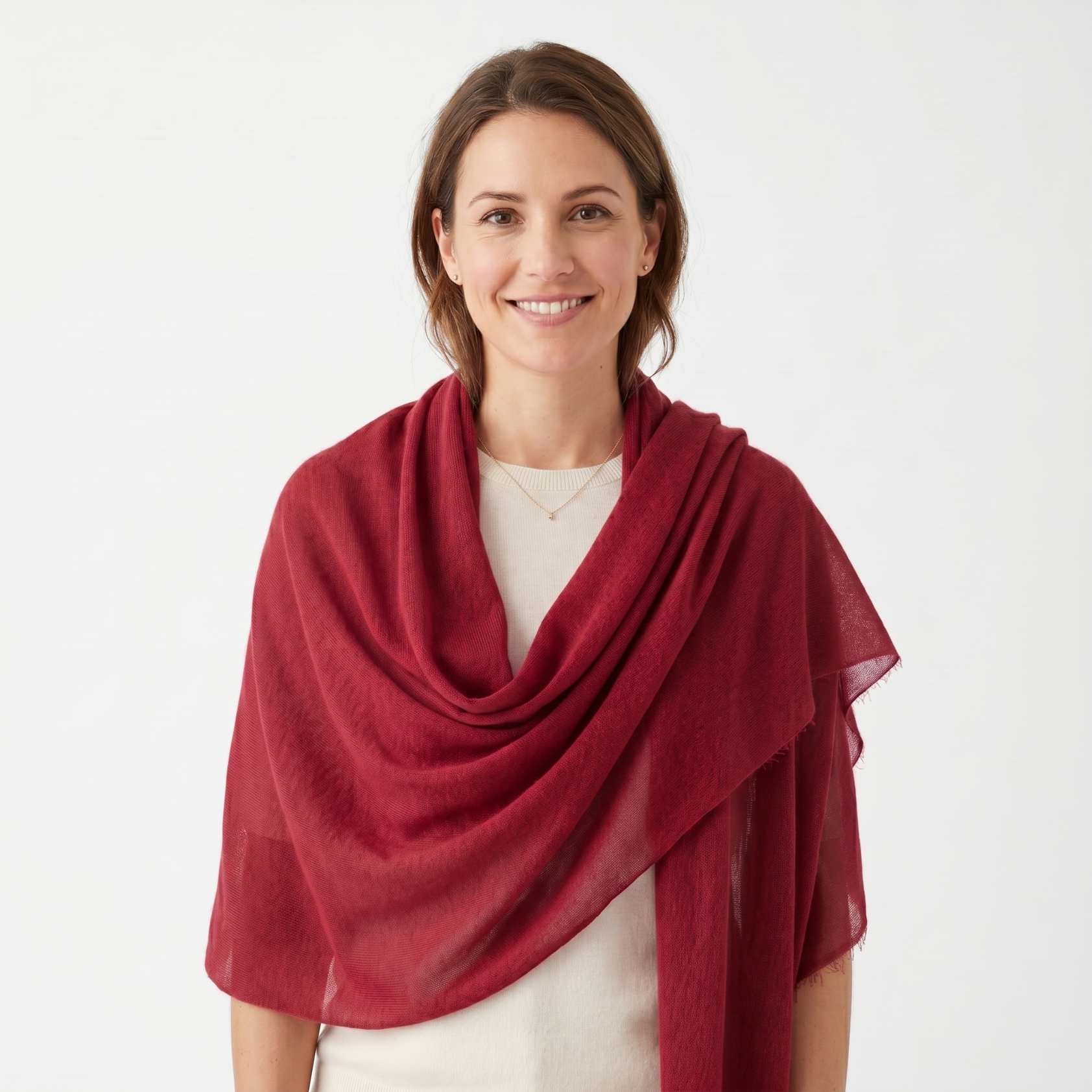 Cashmere Pashmina Shawl - Heritage Red & Mulberry - Image 14