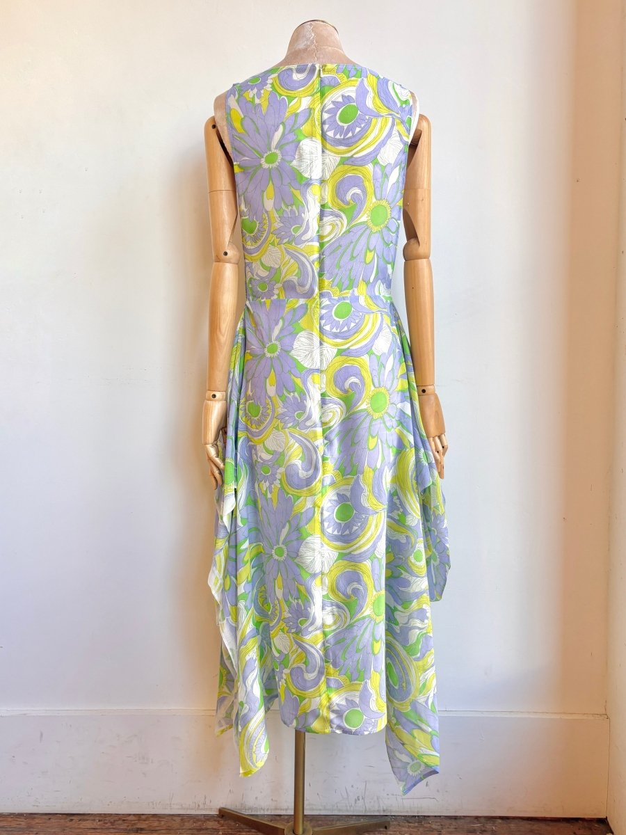 Zero-Waste Dress in Lavender and Citron Flower Sketch - Image 4