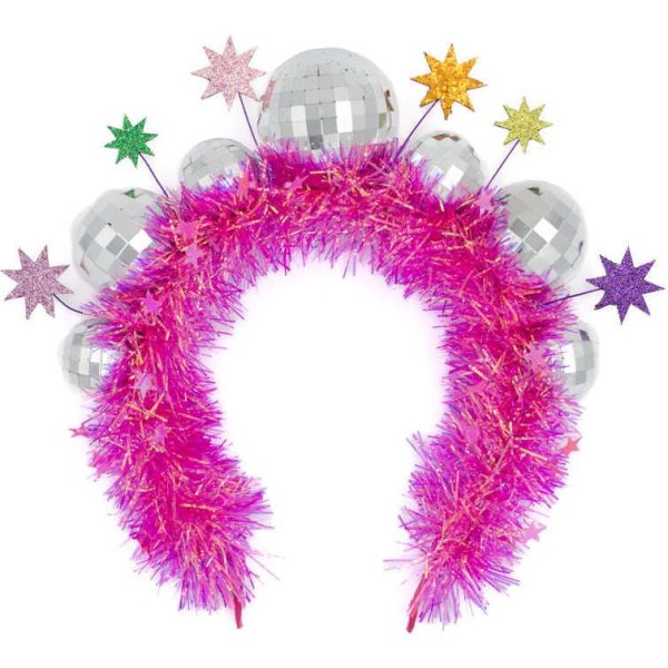 Pink Disco Ball Party Novelty Headband - Image 1