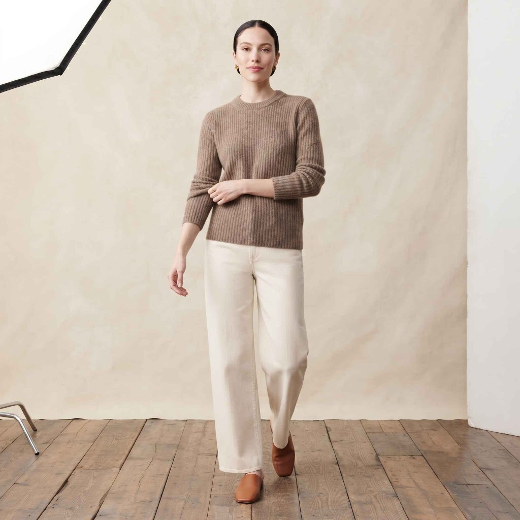 Women's Undyed Cashmere Sweater - Ella Ribbed
