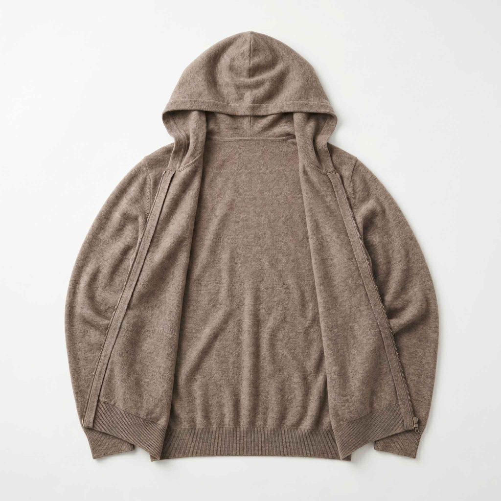 Women's Undyed Cashmere Zip Hoodie - Natural Melange