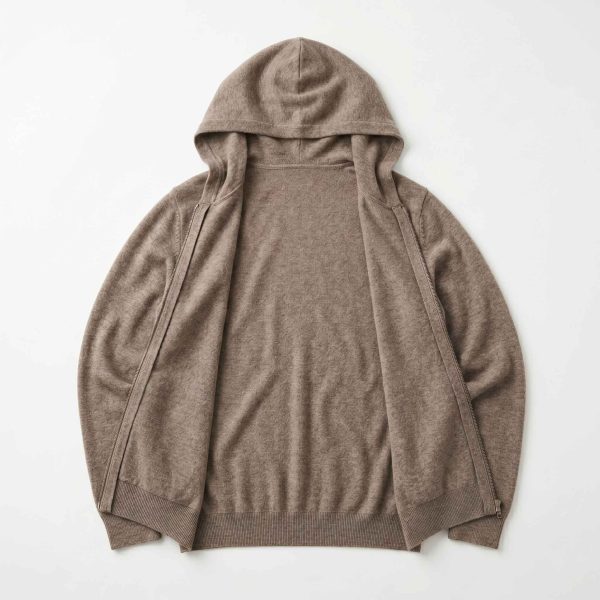 Women's Undyed Cashmere Zip Hoodie - Natural Melange - Image 24