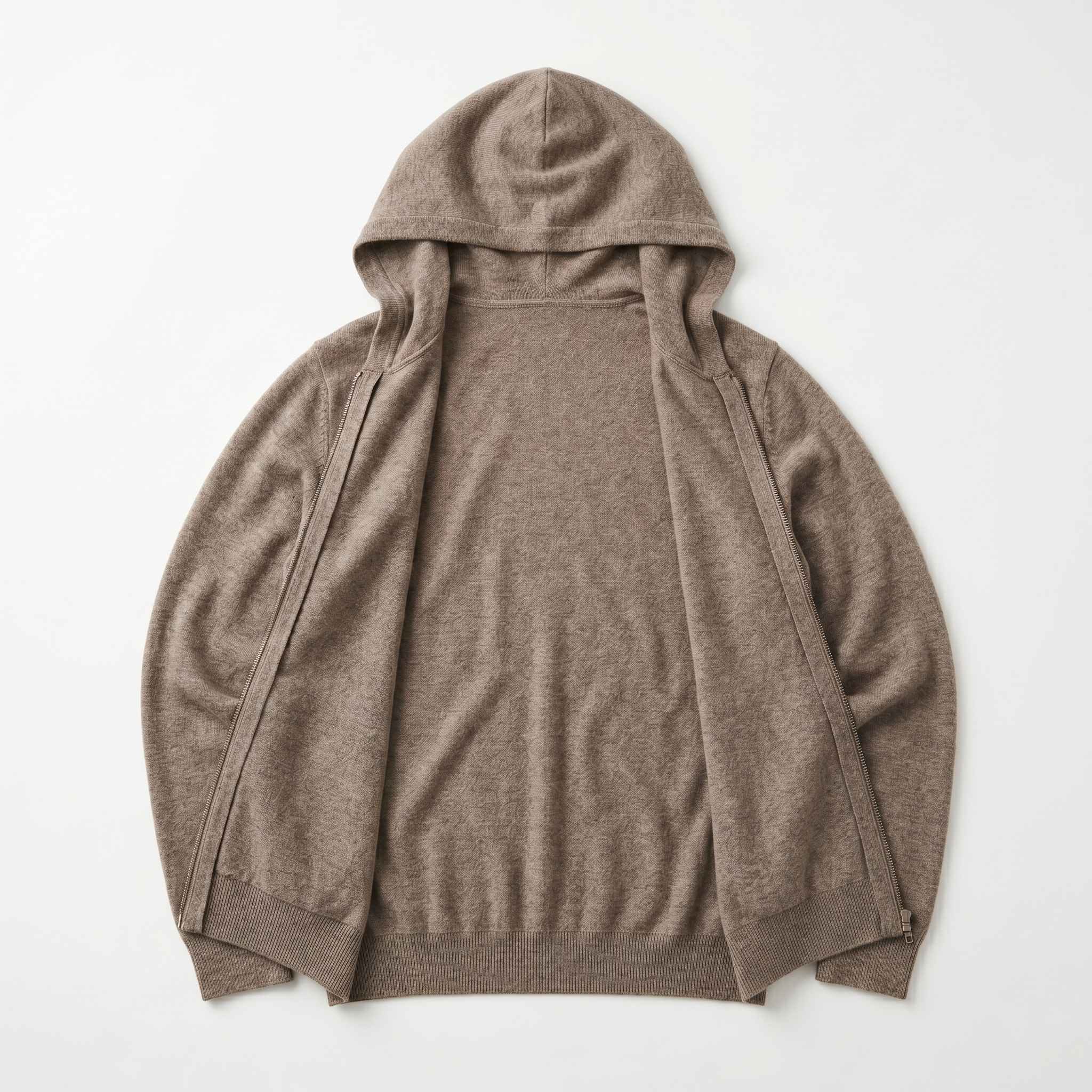 Women's Undyed Cashmere Zip Hoodie - Natural Melange - Image 24