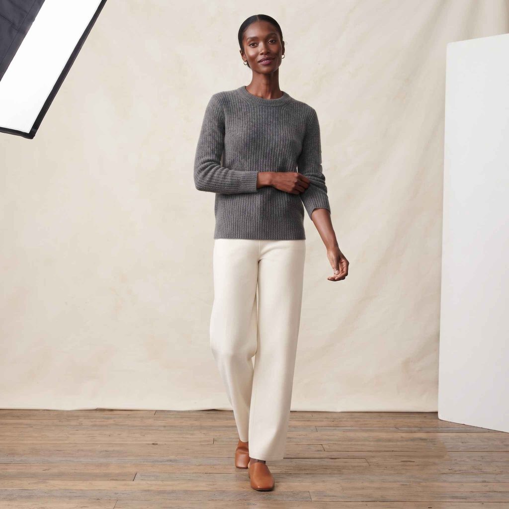 Women's Undyed Cashmere Sweater - Ella Ribbed