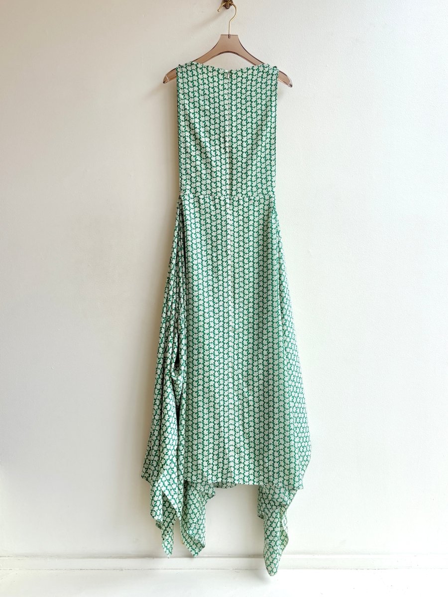 Zero-Waste Dress in Spring Green Silk Floral Pattern - Image 6