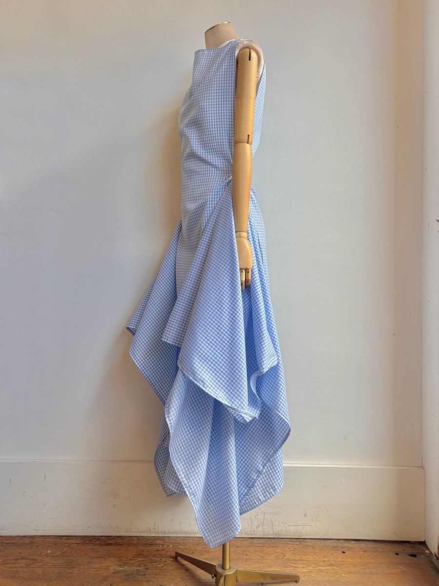 Zero-Waste Dress in Sky Blue Gingham - Image 3