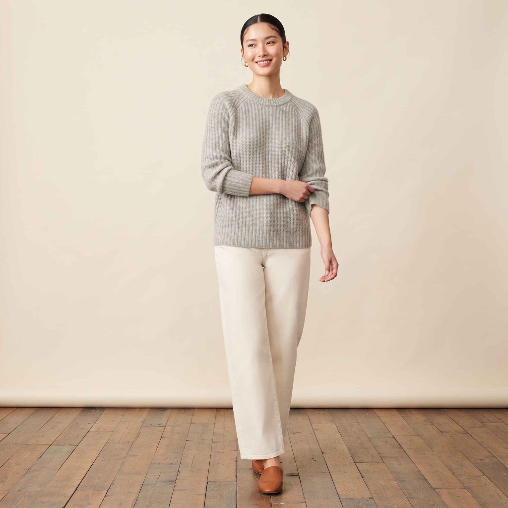 Women's Undyed Cashmere Sweater - Ella Ribbed