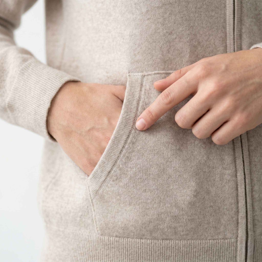 Women's Undyed Cashmere Zip Hoodie - Natural Melange