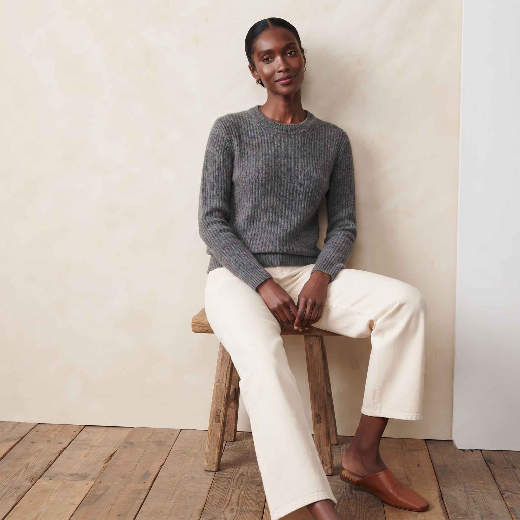Women's Undyed Cashmere Sweater - Ella Ribbed