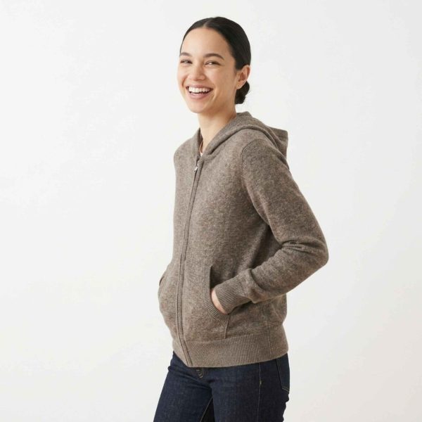 Women's Undyed Cashmere Zip Hoodie - Natural Melange - Image 21