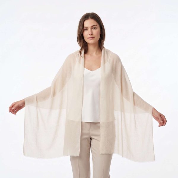 Cashmere Pashmina Shawl - Mustang Everest White - Image 4