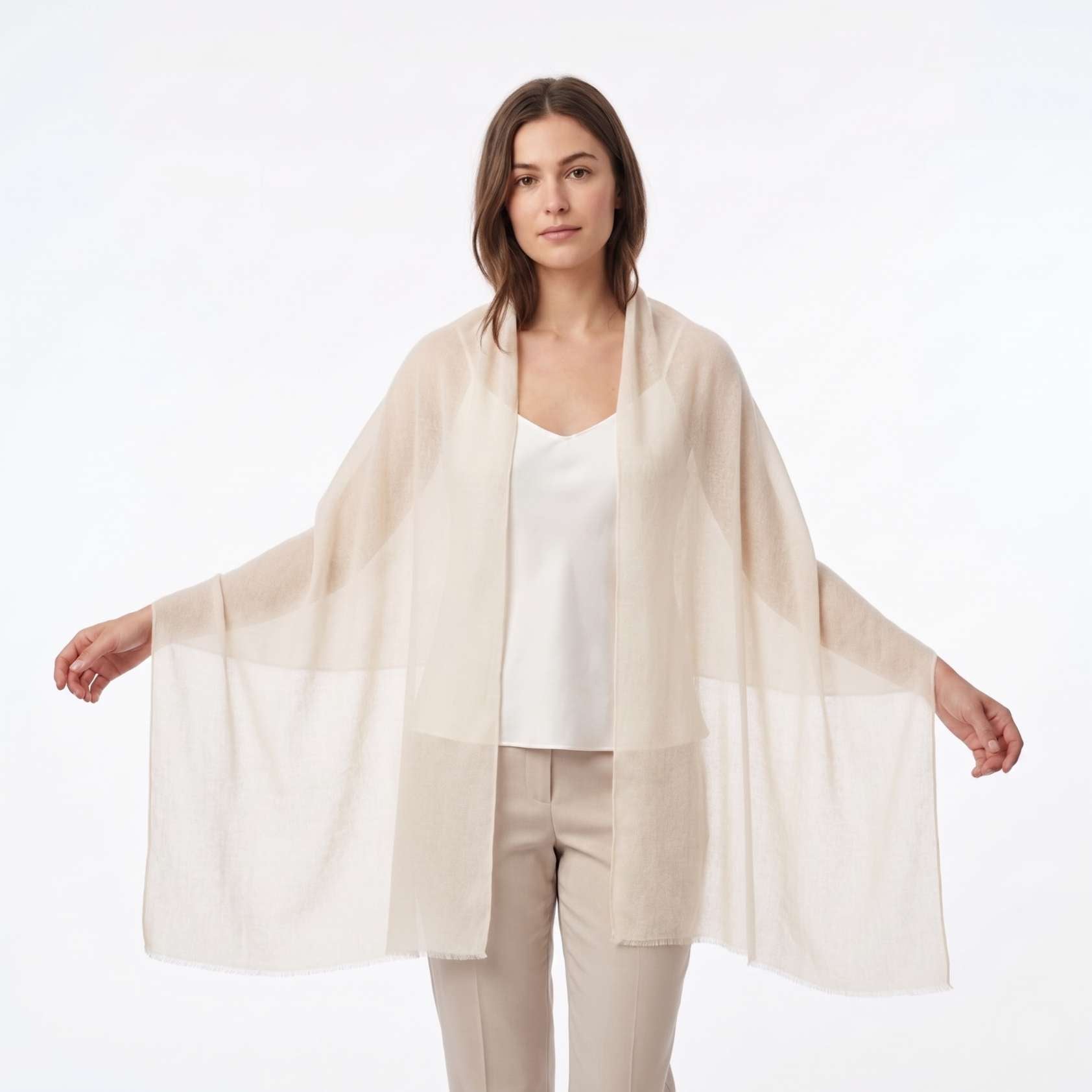 Cashmere Pashmina Shawl - Mustang Everest White - Image 4