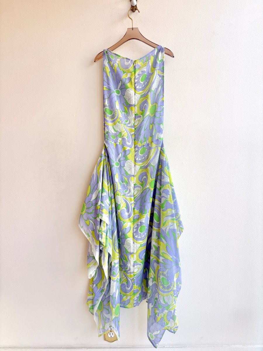 Zero-Waste Dress in Lavender and Citron Flower Sketch - Image 6